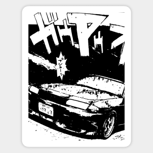 JDM Japanese Drift Racer Drifting Nissan Car Anime Manga Eurobeat Intensifies Aesthetic Sticker